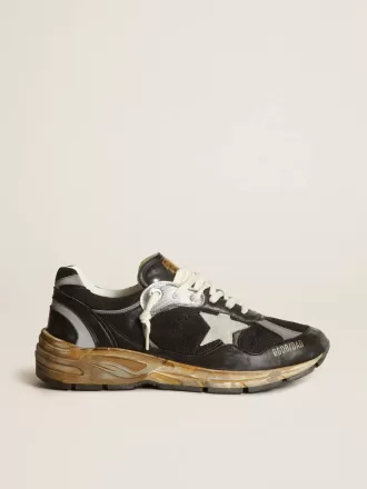Herren-Sneaker Dad-Star aus schwarzem Mesh und Nappaleder mit eisblauem Stern