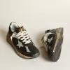 Herren-Sneaker Dad-Star aus schwarzem Mesh und Nappaleder mit eisblauem Stern