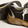 Herren-Sneaker Dad-Star aus schwarzem Mesh und Nappaleder mit eisblauem Stern