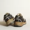 Herren-Sneaker Dad-Star aus schwarzem Mesh und Nappaleder mit eisblauem Stern