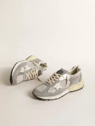 Herren-Sneaker Dad-Star aus Wildleder und Mesh mit weißem Lederstern und Fersenlasche
