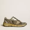 Herren-Sneaker Dad-Star aus Wildleder und Nylon mit khakifarbenem Lederstern und Fersenlasche