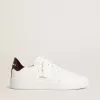 Herren-Sneaker Purestar mit weißem Lederstern und burgunderrotem Fersenriemen aus Leder mit Krokodilprägung