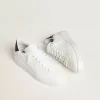 Herren-Sneaker Purestar mit weißem Lederstern und burgunderrotem Fersenriemen aus Leder mit Krokodilprägung