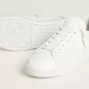 Herren-Sneaker Purestar mit weißem Lederstern und burgunderrotem Fersenriemen aus Leder mit Krokodilprägung
