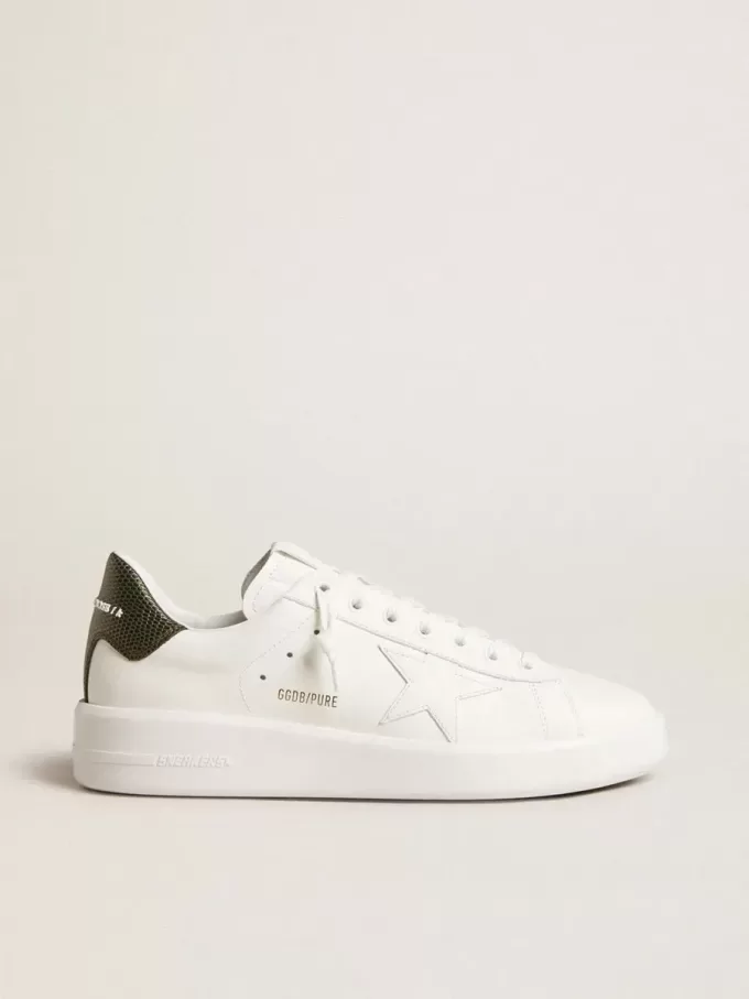 Herren-Sneaker Purestar mit weißem Lederstern und dunkelgrüner Fersenlasche