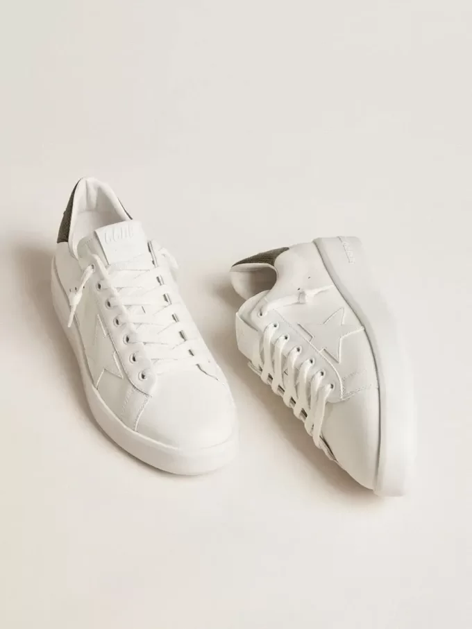Herren-Sneaker Purestar mit weißem Lederstern und dunkelgrüner Fersenlasche
