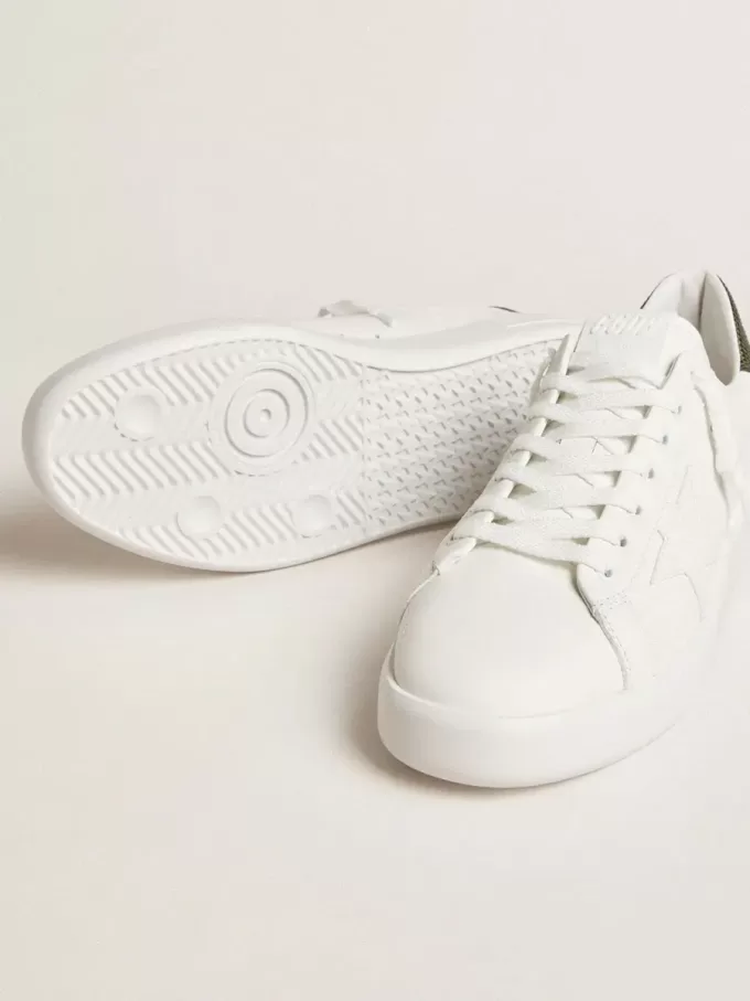 Herren-Sneaker Purestar mit weißem Lederstern und dunkelgrüner Fersenlasche