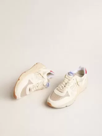 Herren-Sneaker „Running Sole” aus Nappaleder mit beigem Lederstern und roter Fersenlasche