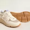 Herren-Sneaker „Running Sole” aus Nappaleder mit beigem Lederstern und roter Fersenlasche