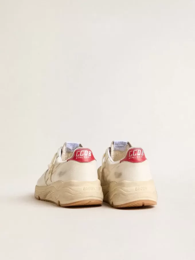 Herren-Sneaker „Running Sole” aus Nappaleder mit beigem Lederstern und roter Fersenlasche