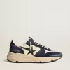 Herren-Sneaker „Running Sole” aus schwarzem und beigem Nappaleder mit schwarzem Stern und Fersenlasche