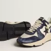 Herren-Sneaker „Running Sole” aus schwarzem und beigem Nappaleder mit schwarzem Stern und Fersenlasche