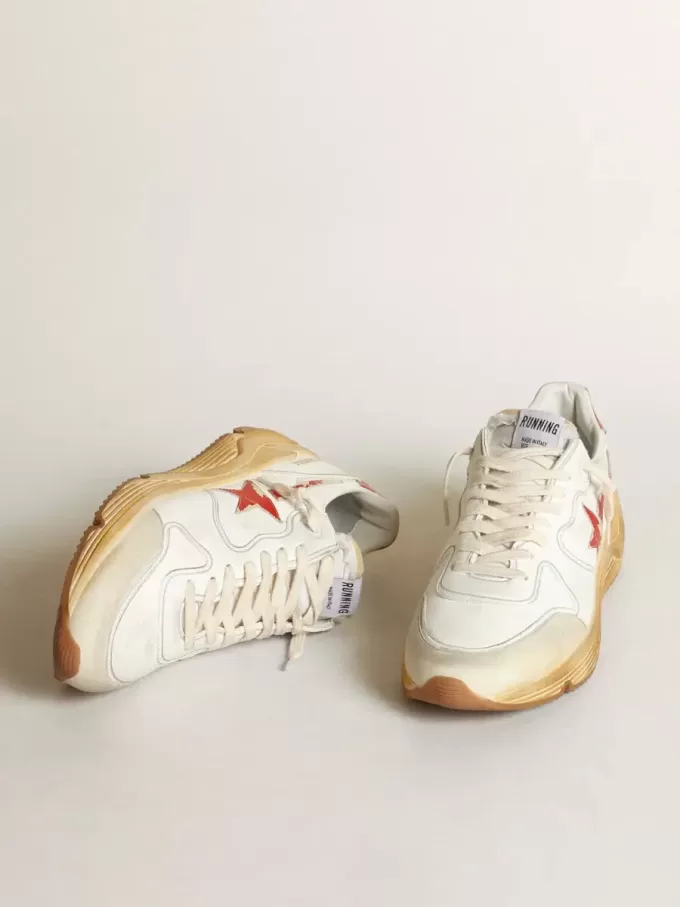 Herren-Sneaker „Running Sole” mit Lederstern und Fersenlasche mit rotem Aufdruck