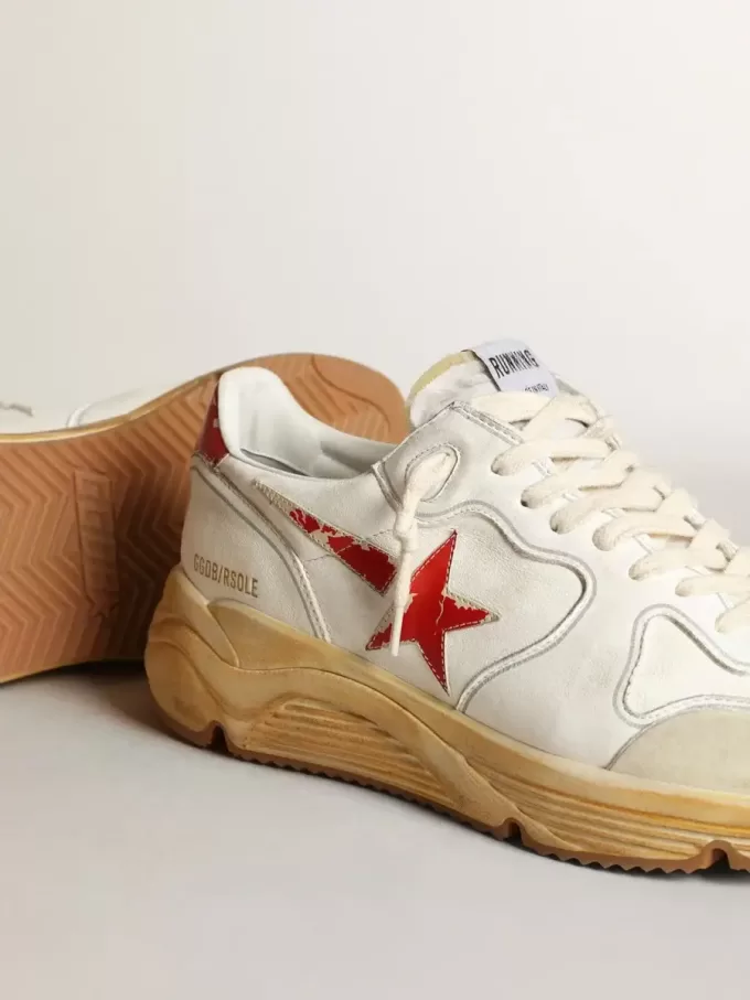 Herren-Sneaker „Running Sole” mit Lederstern und Fersenlasche mit rotem Aufdruck