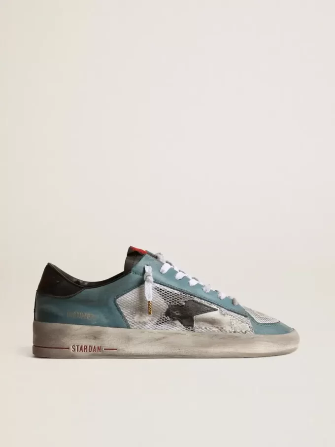 Herren-Sneaker Stardan aus Distressed-Mesh und petrolfarbenem Obermaterial
