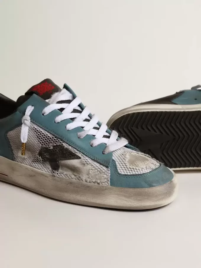 Herren-Sneaker Stardan aus Distressed-Mesh und petrolfarbenem Obermaterial