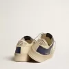 Herren-Sneaker Stardan aus grauem und blauem Leder mit cremefarbenem Stern und Fersenlasche