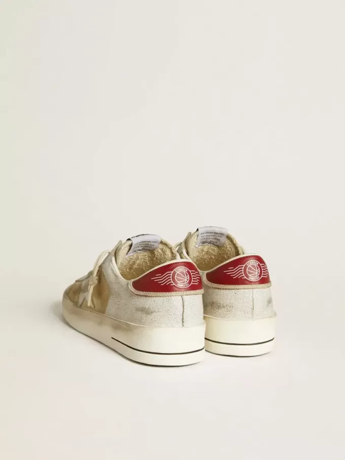 Herren-Sneaker „Stardan” aus Nubuk- und Crackle-Leder mit silbernem Metallic-Lederstern