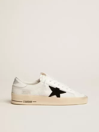 Herren-Sneaker „Stardan” aus weißem Mesh mit schwarzem Wildlederstern