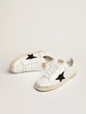 Herren-Sneaker „Stardan” aus weißem Mesh mit schwarzem Wildlederstern