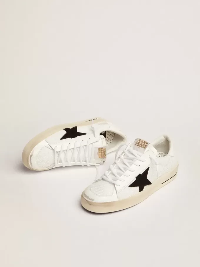 Herren-Sneaker „Stardan” aus weißem Mesh mit schwarzem Wildlederstern