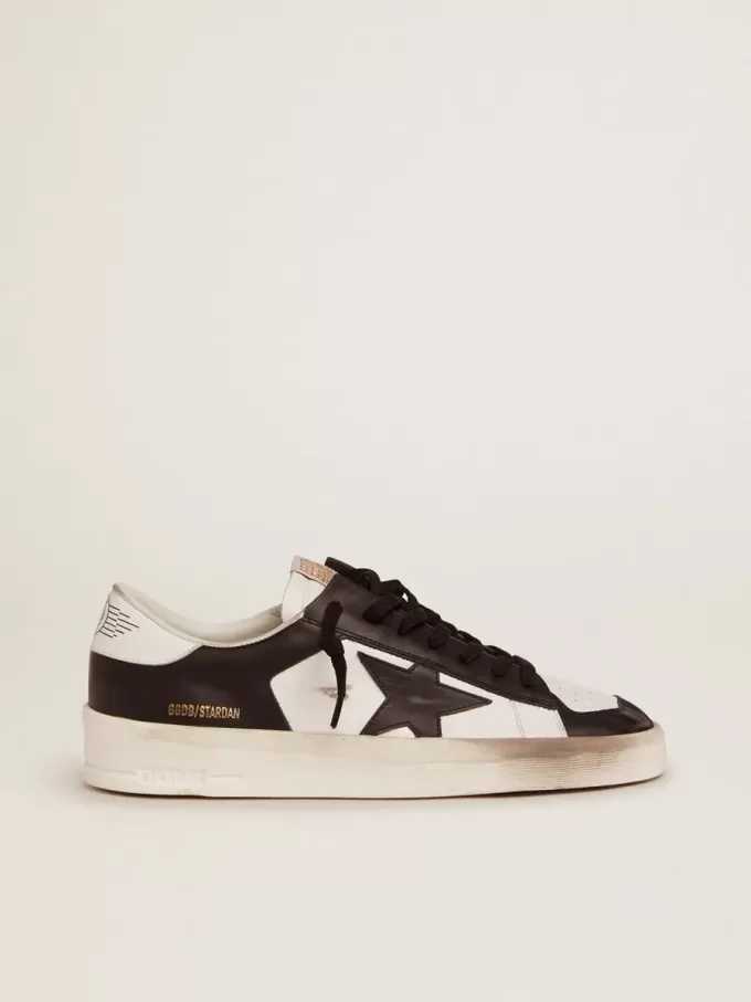 Herren-Sneaker Stardan aus weißem und schwarzem Leder