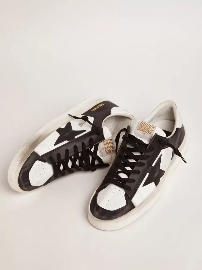 Herren-Sneaker Stardan aus weißem und schwarzem Leder