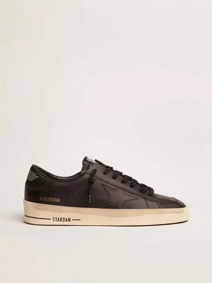 Herren-Sneaker Stardan komplett aus schwarzem Leder