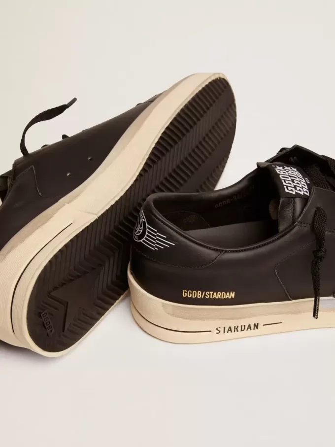 Herren-Sneaker Stardan komplett aus schwarzem Leder