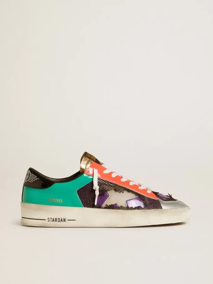 Herren-Sneaker Stardan LAB aus Lackleder und Mesh mit Gummistern