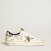 Herren-Sneaker Stardan LAB aus weißem Leder mit Camouflage-Stern und Fersenlasche Herren-Sneaker Stardan LAB aus weißem Leder mit Camouflage-Stern und Fersenlasche