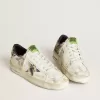 Herren-Sneaker Stardan LAB aus weißem Leder mit Camouflage-Stern und Fersenlasche Herren-Sneaker Stardan LAB aus weißem Leder mit Camouflage-Stern und Fersenlasche