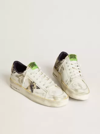Herren-Sneaker Stardan LAB aus weißem Leder mit Camouflage-Stern und Fersenlasche Herren-Sneaker Stardan LAB aus weißem Leder mit Camouflage-Stern und Fersenlasche