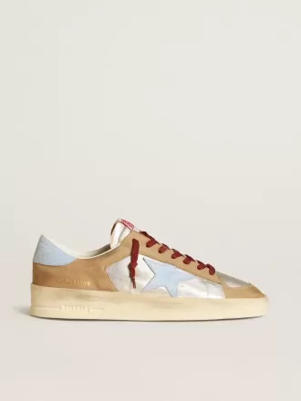 Herren-Sneaker Stardan LTD in Silber mit hellblauem Lederstern und Nubuk-Einsätzen