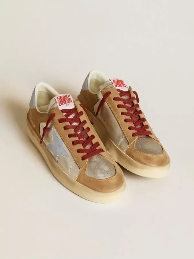 Herren-Sneaker Stardan LTD in Silber mit hellblauem Lederstern und Nubuk-Einsätzen