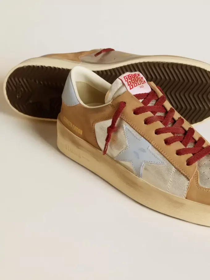 Herren-Sneaker Stardan LTD in Silber mit hellblauem Lederstern und Nubuk-Einsätzen