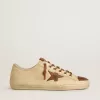 Herren-Sneaker V-Star aus cremefarbenem Canvas mit tabakfarbenem Lederstern