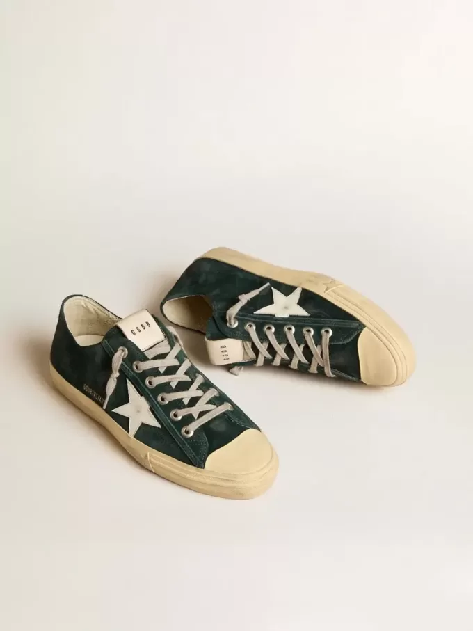 Herren-Sneaker V-Star aus dunkelgrünem Wildleder mit weißem Lederstern