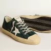 Herren-Sneaker V-Star aus dunkelgrünem Wildleder mit weißem Lederstern