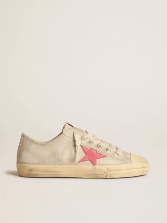 Herren-Sneaker V-Star aus hellgrauem Canvas mit rotem Lederstern