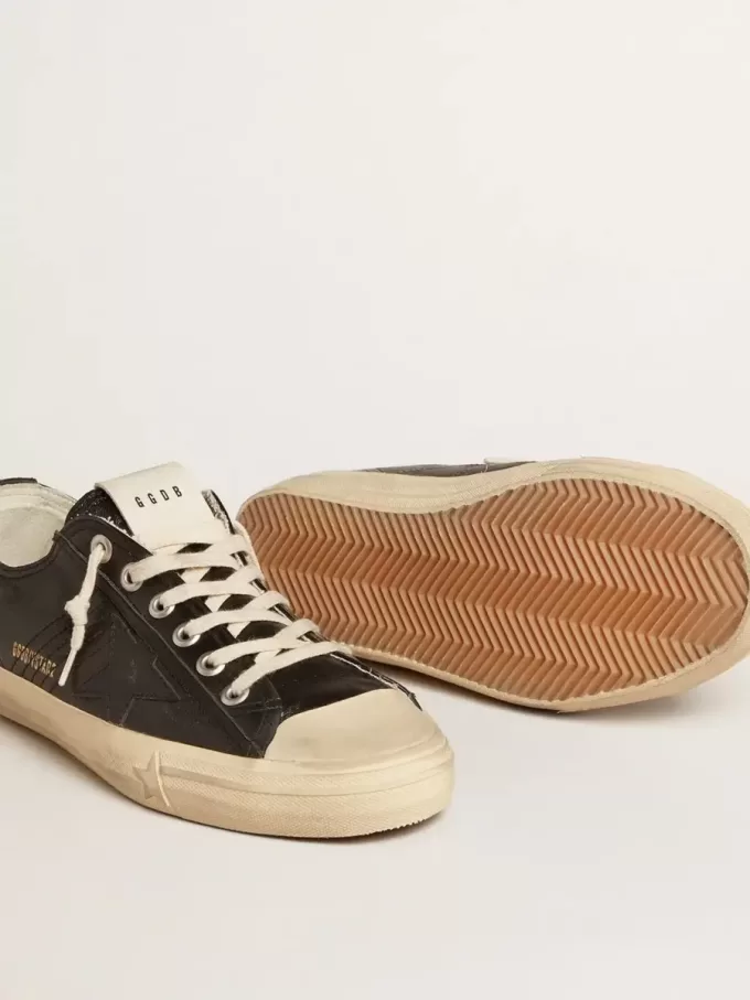 Herren-Sneaker V-Star aus schwarzem Nappaleder mit schwarzem Lederstern
