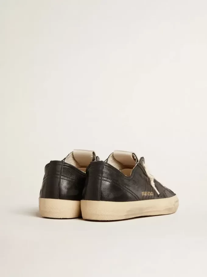 Herren-Sneaker V-Star aus schwarzem Nappaleder mit schwarzem Lederstern