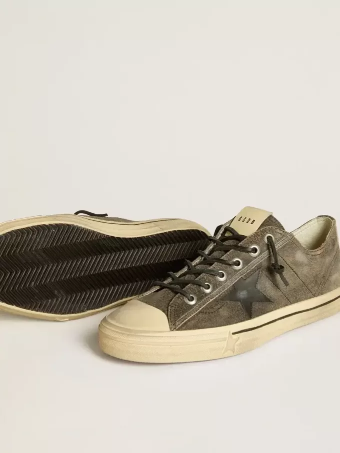 Herren-Sneaker V-Star aus schwarzem Wildleder mit schwarzem Lederstern