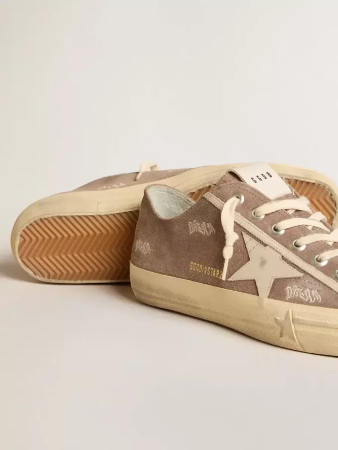 Herren-Sneaker V-Star aus taubengrauem Wildleder mit hellgrauem Lederstern