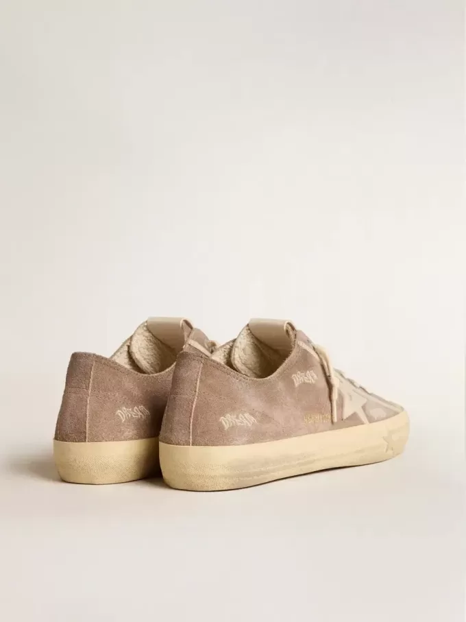 Herren-Sneaker V-Star aus taubengrauem Wildleder mit hellgrauem Lederstern