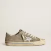 Herren-Sneaker V-Star aus taubengrauem Wildleder mit silbermetallischem Lederstern