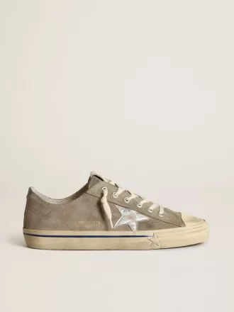 Herren-Sneaker V-Star aus taubengrauem Wildleder mit silbermetallischem Lederstern