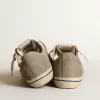 Herren-Sneaker V-Star aus taubengrauem Wildleder mit silbermetallischem Lederstern