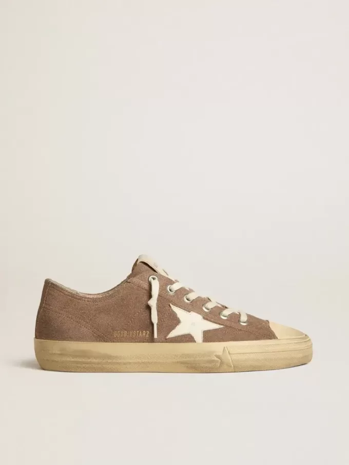 Herren-Sneaker V-Star aus taubengrauem Wildleder mit weißem Nappalederstern